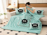 Water Green Padded and Thickened Elf 2-in-1 Foldable Car Pillow Blanket - Cozy 40x40cm Pillow, V888-ELOSUNG33405