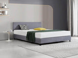 Linen Fabric Queen Bed Deluxe Headboard Bedhead - Slate Ash V63-839551