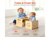 Montessori Weaning Table and Chair Set, 3 In 1 Wooden Toddler Table and Chairs with Chalkboard, V952-ETDNZY1708118E4HMV0