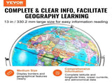 Rotating World Globe with Stand, 330.2 mm, Educational Geographic Globe with Precise Time Zone ABS V952-DQYJJLBFG13Y9FFDEV0