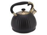 3.5L Whistling Tea Kettle, Stainless Steel Pumpkin Shape Tea Pot, Stovetop Teapot, Black V1263-JX-3010