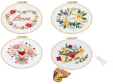 Florals Embroidery Handcrafted Bag Semi Finished Set with Plastic and Cotton for Home Decoration and V1369-AZ3-W-14074