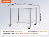 Stainless Steel Work Table 30 x 36 x 38 Inch, with 4 Wheels, 3 Adjustable Height Levels, Heavy Duty V952-CFBXGGZTLCDJ7EQSTV0