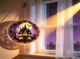 Spooky Halloween Castle Acrylic Puzzle Suncatcher, Hanging Ornament Decoration, Unique Puzzle Pieces V1369-AZ3-W-15358