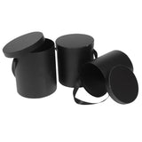 3Pcs Black Round Flower Boxes Cylindrical Paper Bouquet Storage Packaging V1192-AZ-W-24839