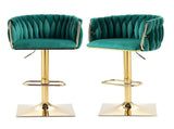 SERENIT Modern Velvet Breakfast Bar Stools Swivel Barstools Adjustable Counter Stools with Backrest V255-GP1782R-GREEN