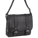 Pierre Cardin Pebbled Leather 13" Laptop Computer Bag Overnight Satchel - Black V563-PC3302-BLACK