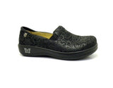 ALEGRIA Keli Nursing Shoes Slip On Womens Work Working Hospitality - Black Embossed Paisley V563-KEL-431-41