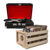 Crosley Cruiser Bluetooth Portable Turntable - Black + Bundled Crosley Record Storage Crate V398-CR8005FSC-BK4