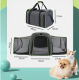 Gray Blue Foldable Portable Pet Carrier Bag - Large Capacity Travel Backpack for Cats and Small V888-ELOSUNG13140