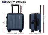 Wanderlite 20" Luggage Suitcase Front Pocket Travel Carry On Dual TSA Navy LUG-ABS-POK-20-NA