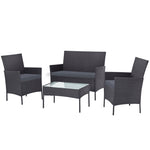 Gardeon 4 Seater Outdoor Sofa Set with Storage Cover Wicker Table Chair DarkGrey ODF-PATIO-17007-GR-AB-COVER