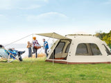 5-8 Person Hexagonal Camping Tent Double-Layer Silver Coated Waterproof Shelter with Awning V888-ELOSUNG11288