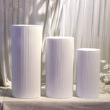 3x Metal Wedding Plinths Cylinder Pedestal Stand Ripple Cake Dessert Display V201-CYL0003WH9AU