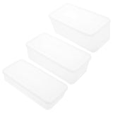 Set of 3 White Plastic Storage Bins with Lids, Sealed Kitchen Containers for Food and Household V1366-AZ2-W-20362