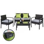 Gardeon Outdoor Sofa Set Wicker Lounge Setting Table and Chairs Storage Cover FF-SAIPAN-BK-COVER