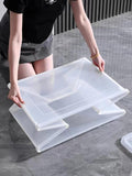 4x 57 Litre Modular Clear Foldable Storage Box with Lid Plastic Tub Collapsible V563-75200-4X