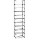 SONGMICS 10-Tier Metal Shoe Rack Customizable Design Grey V227-8498402110160