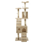 i.Pet Cat Tree 180cm Tower Scratching Post Scratcher Wood Condo House Toys Beige PET-CAT-HSCT076-180-BE