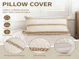 Neutral Decorative Throw Pillow Covers Set of 2, Navy Blue and off White Striped Decor Pillowcases, V1192-AZ-W-24995