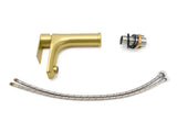 Brushed Gold Round Short Bathroom Vanity Laundry Chrome Basin Mixer Faucet Tap V1233-KRF101BG