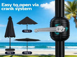 Instahut Outdoor Umbrella 2.9m Market Umbrella with Base String Light Black XFEL-UMB-FLAP-51-BK