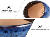 Succulent Ceramic Flower Pot Dark Blue Drainage Home Decoration 1 Set V1370-AZ4-19585