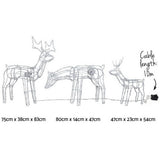 Jingle Jollys Christmas Lights 3 Pcs Reindeers 250 LED Decorations XMAS-MOT-3DEERS-MOV-WH