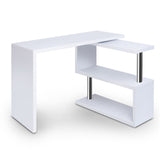 Artiss Computer Desk L-Shape Bookshelf White DESK-SWIVEL-352WH-AB