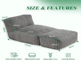Ergonomic Bean Bag Chaise Lounger with Vertical Plush Fabric and High-Density Foam for Living Room V1341-ZY-EZHP94CL-GREY