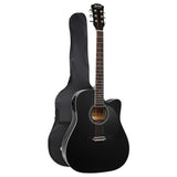 Alpha 41 Inch Acoustic Guitar Equaliser Electric Output Jack Cutaway Black GUITAR-D-41-EQ-BK