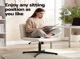 Artiss Criss Cross Chair No Wheels Fabric Wide Cross Legged Office Desk Vanity Chair Armless, Height OCHAIR-L-2017-BG