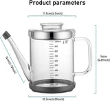 Heat-Resistant Glass Oil Dispenser with Stainless Steel Strainer V1263-JX-3434