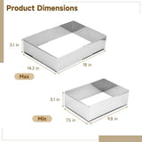 Adjustable Rectangular Cake Ring, Stainless Steel Mousse Cake Ring Mould for Tiramisu, Ret V1369-AZ3-W-08761