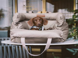 Grey Premium Plush Pet Booster Car Seat - Portable Dog Travel Bed with Non-Slip Base V888-ELOSUNG36101