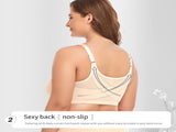 2 Pcs Size M Women's Wireless Large-Cup Lace Bra with Front Clasp - Comfortable, Breathable, Black V888-ELOSUNG27592