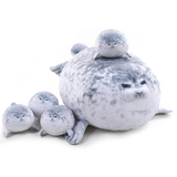 Gray Chubby Seal Plush Pillow with 4 Baby Seals Inside Soft Stuffed Animal for Kids, Hug Pillow & V1107-CS-HBGZ