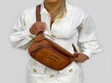 Pierre Cardin Women Sling Bum Bag Leather Crossbody Shoulder Travel Chest - Cognac V563-PC3455-COGNAC