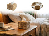 Handwoven Water Hyacinth Tissue Box Cover,Natural Square Wicker Napkin Holder,Boho Rustic Decorative V1369-AZ3-W-14694