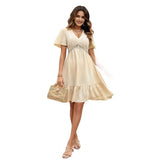 Women's V-Neck A-Line Dress M V1369-AZ3-W-12927