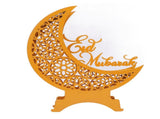 Yellow Moon Ornament with Lighting Iron Art Hollow Desk Decoration for Dining Table Window V1294-YM0901-3115250006711