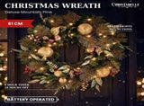 Christabelle 61cm Deluxe Mountain Pine Christmas Wreath Pre Lit Multi Function LED Timer Front 112_SENDMP61