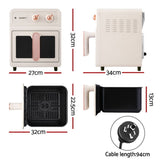 Devanti 6L Air Fryer Knob Control 1700W Cream AF-K-K-6L-CR