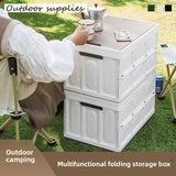 White Collapsible Medium Standard Storage Box with Wooden Table Top - Car Trunk V888-ELOSUNG39948