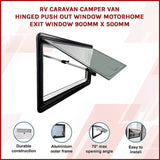 RV Caravan Camper Van Hinged Push Out Window Motorhome Exit Window 900mm x 500mm V63-847631