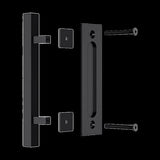 12" Square Pull and Flush Door Handle Set Black Barn Door Hardware V63-831831