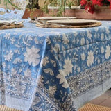 Rectangle Tablecloth Table Cover Flower Pattern Dining Table Cloth - Blue Bellflower V563-0079