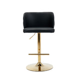 2x Faux Leather Golden Base Swivel Bar Stools- Black V226-SW1928BK