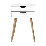 Artiss Bedside Table 2 Drawers - BODIE White FURNI-E-SCAN-BS02-WH