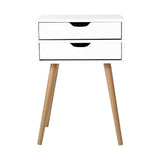 Artiss Bedside Table 2 Drawers - BODIE White FURNI-E-SCAN-BS02-WH